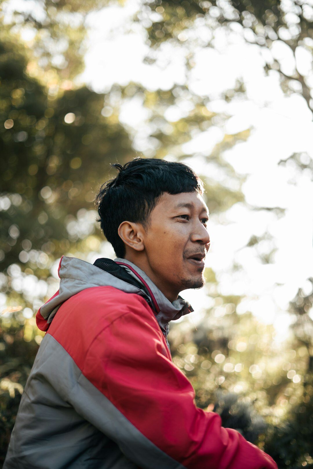 Portrait of a man smiling outdoors